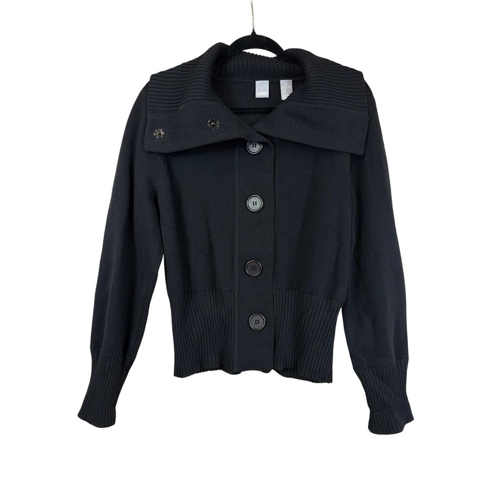 Vintage Cullen Black Wool Snap-Up Sweater Jacket Size XL